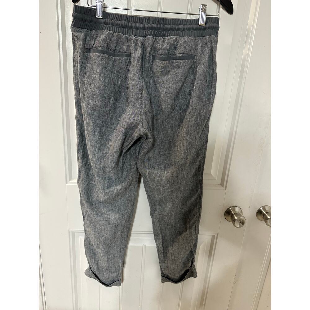 Athleta Linen Pants Drawstring Waist Gray Women 10 Lounge Athleisure Light Comfy - Picture 5 of 11